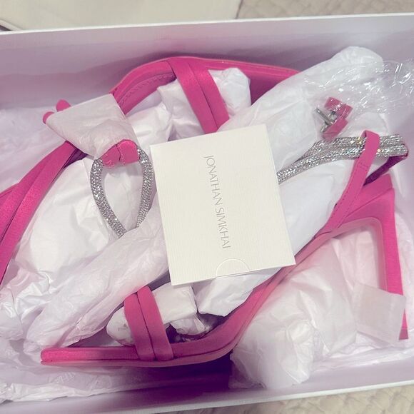 Jonathan Simkhai Cassie Crystal Strappy Sandals, Pink Size 38 New in Box $595 - Picture 12 of 14
